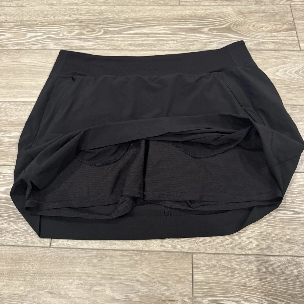 Athleta Soho‎ Skort Black Size 14 Built In Shorts Tennis Golf Athleisure Stretch